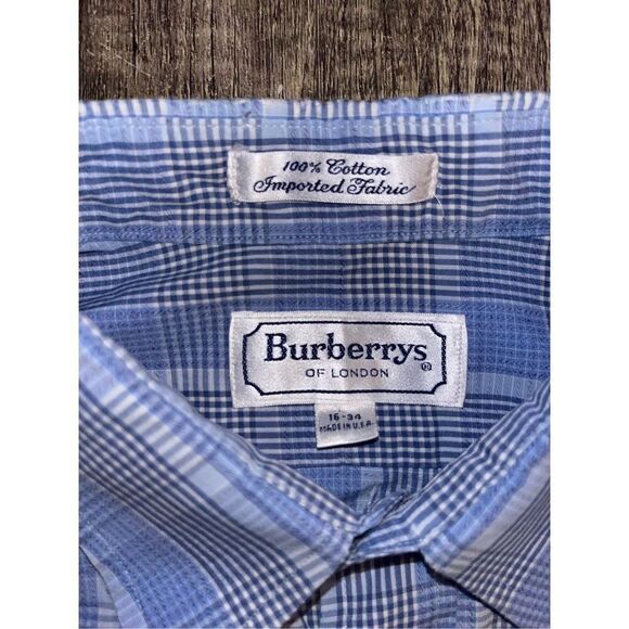 Burberry of london MADE IN USA COTTON BLUE BUTTON UP DRESS SHIRT 16-34 - Picture 3 of 5